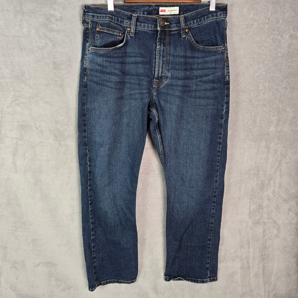Wrangler Mens Relaxed Boot Cut‎ Jeans Dark Wash Stretch 33x30 112316407